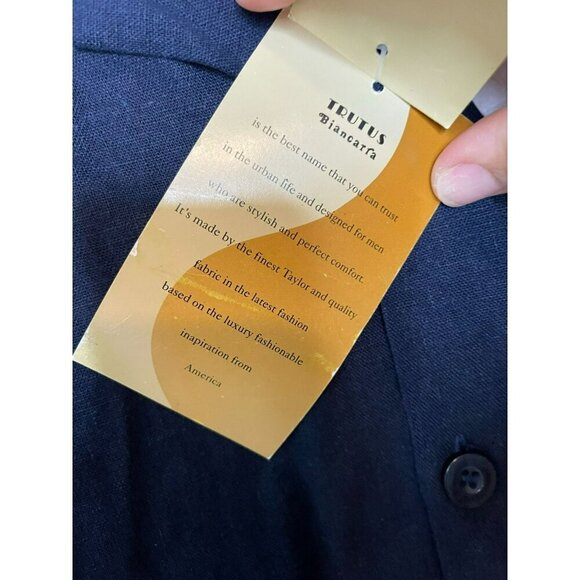 VTG DEADSTOCK NOS Trutus Biancarra Men's XL Linen Blend Short Sleeve Button-Up S - Picture 4 of 9